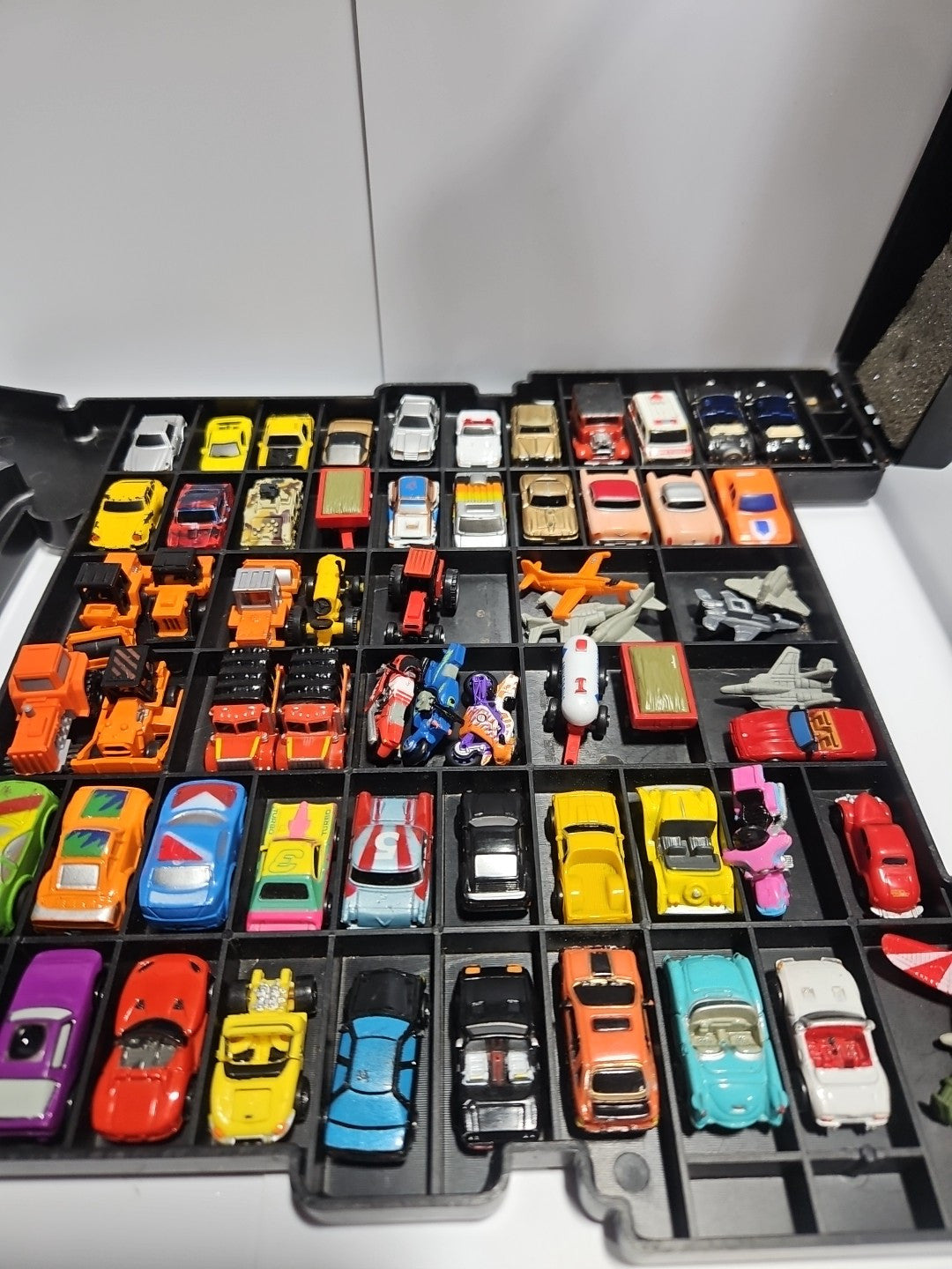 Vintage 1988 Micro Machines Lot Of 64 Vehicles & Airplanes W Case Included