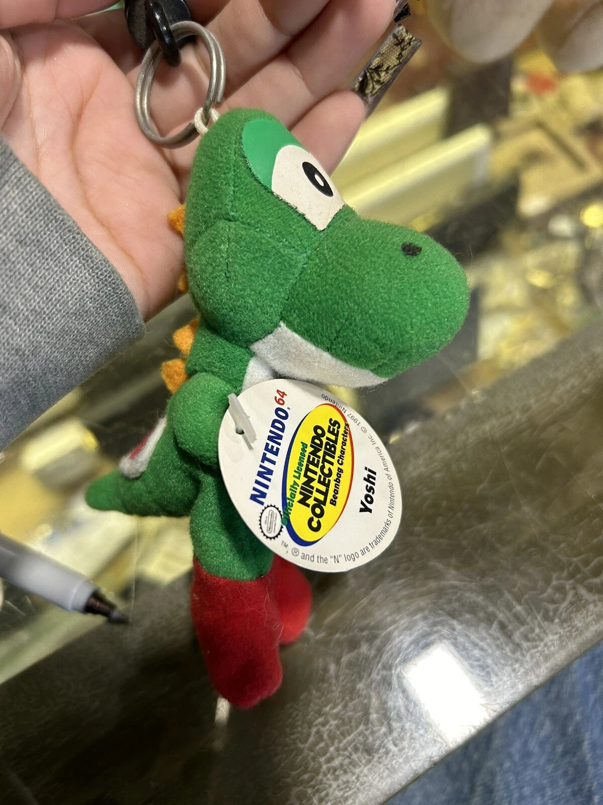 Vintage Nintendo 64 Yoshi N64 Super Mario Beanbag Plush Tags 1997 BD&A Rare 7.5"