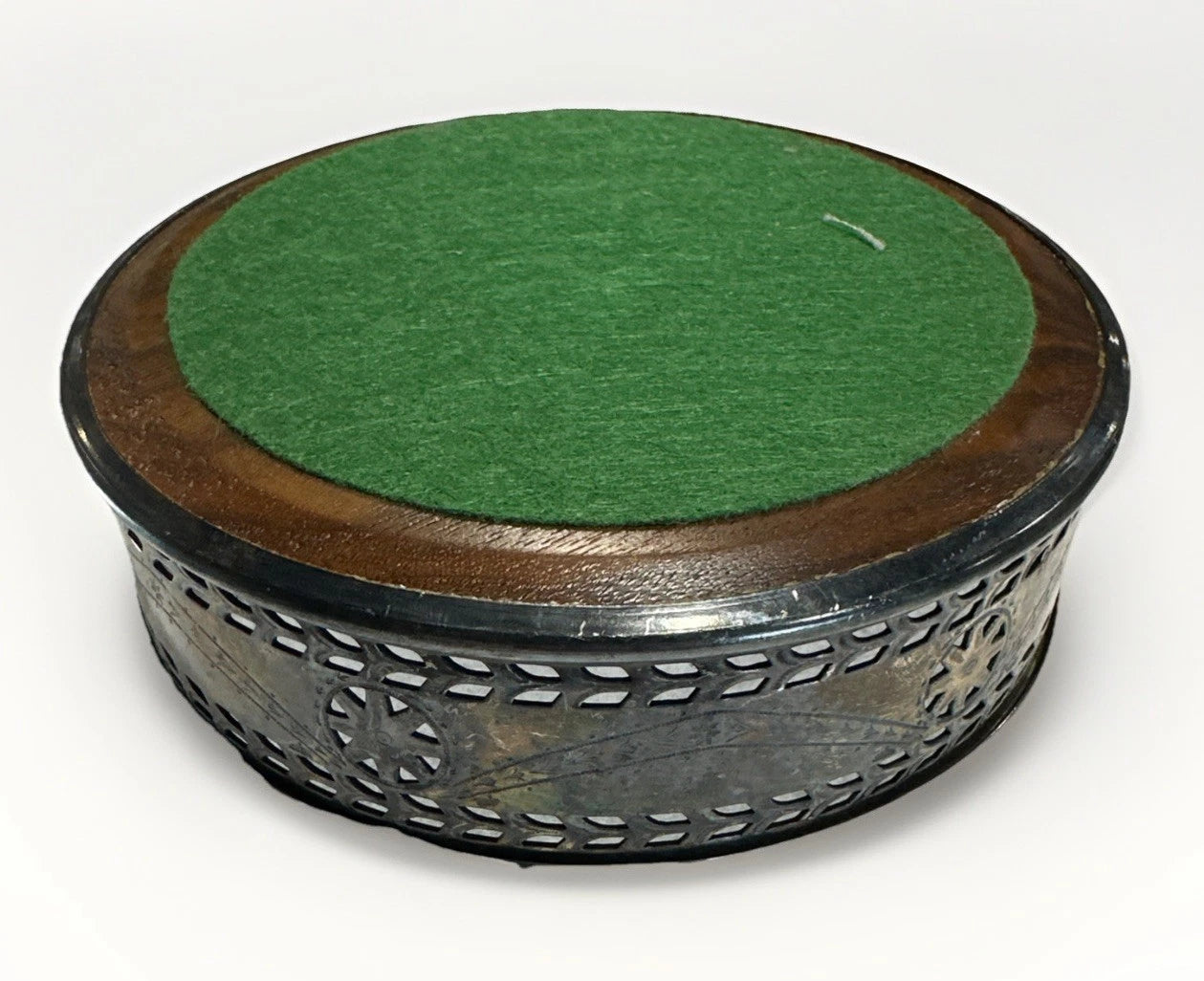 Kirk Stieff Silver plate bullseye design wood tray
