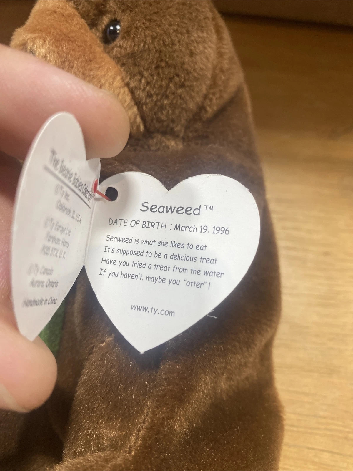 PERFECT CONDITION TY Seaweed Beanie Baby W/ PVC Pellets. Tag *ERRORS* 1995