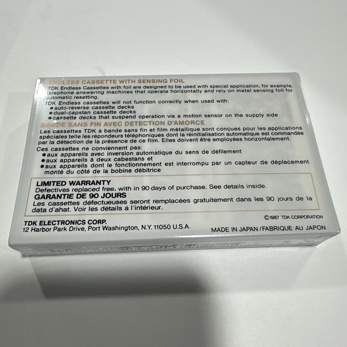 TDK Special Use Endless EC-30SG Sensing Foil Audio Cassette Tape SEALED NEW NOS