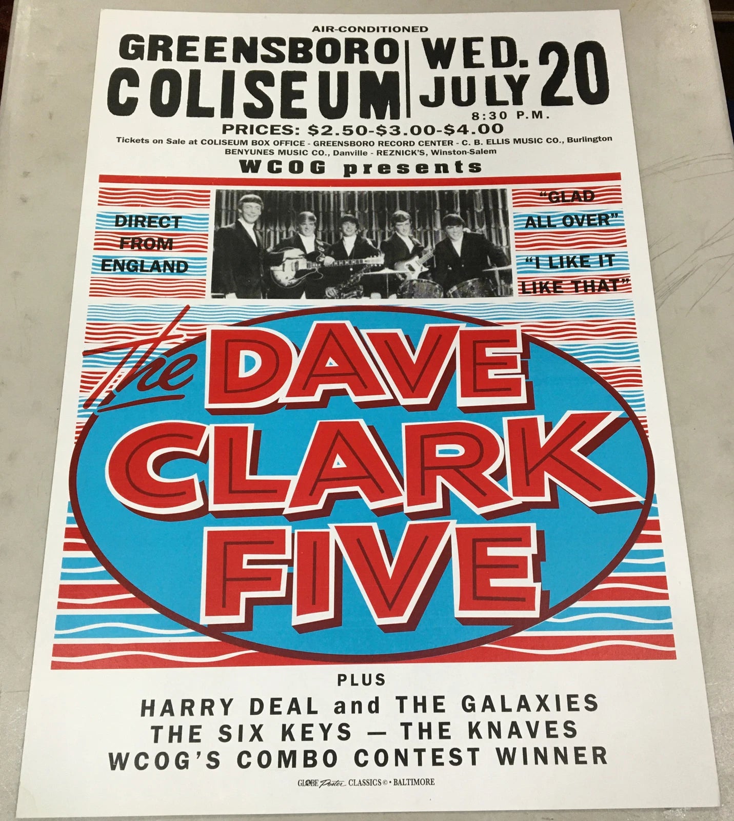 The Dave Clark Five Large Reprint Globe Poster