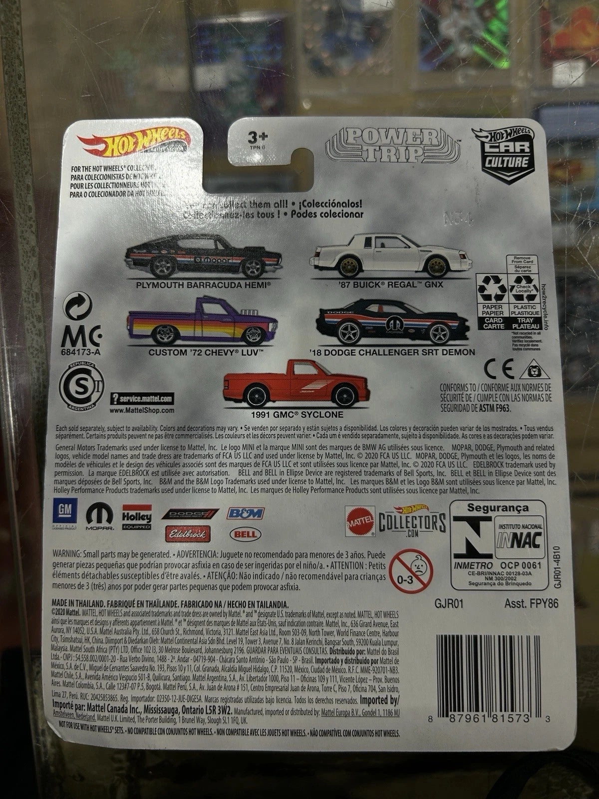 1/64 HOT WHEELS CAR CULTURE POWER TRIP 1991 GMC SYCLONE RED PICKUP TRUCK 5/5