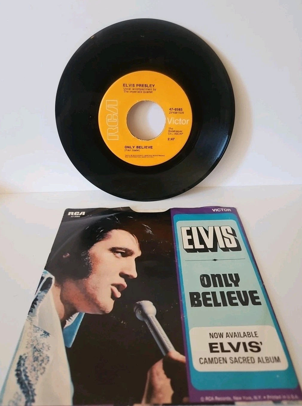 ELVIS PRESLEY Only Believe/Life 45 RPM RCA 47-9985 1971 Original Sleeve