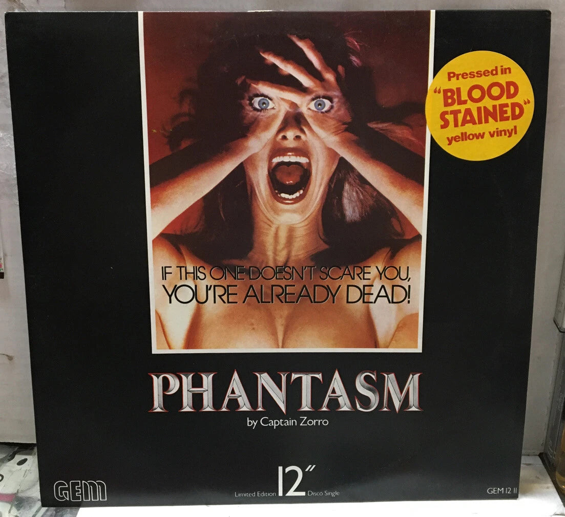 Captain Zorro Phantasm UK Import 12” Promo Record GEM1211 Yellow,Blood Stained