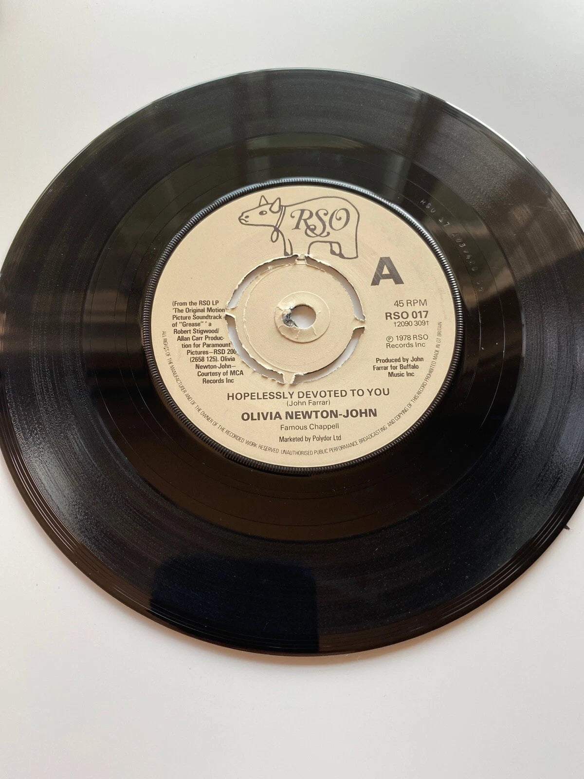 Olivia Newton-John – Hopelessly Devoted To You UK 4 Prong RARE issue