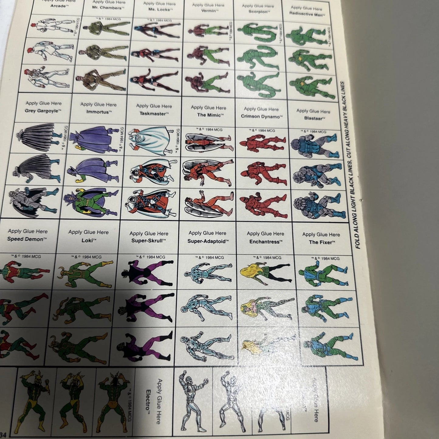 1984 MARVEL SUPER HEROES GAME ACCESSORY FOLD-UP FIGURES TSR 6856 Never Used!