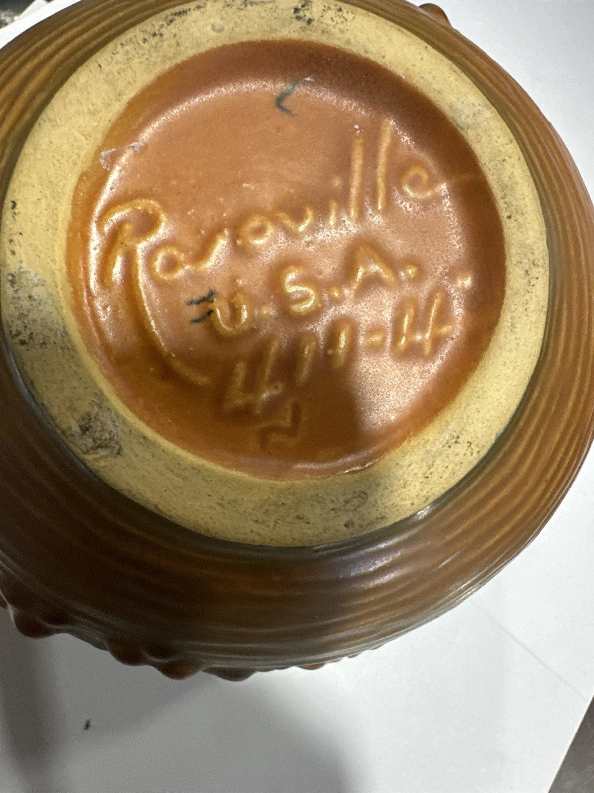 Roseville BUSHBERRY Russet Bowl Jardiniere Vintage 1941 Art Pottery 411-4