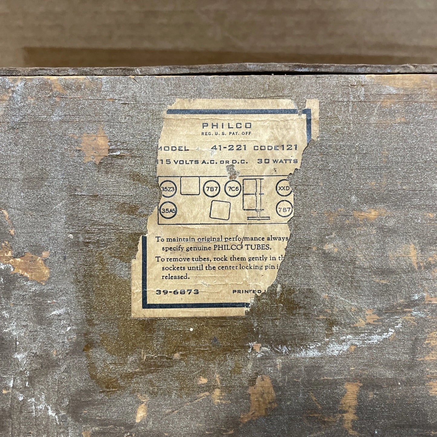 1941 Philco 41-221 Tube Radio Handcrafted Wood Cabinet For Parts Or Repair
