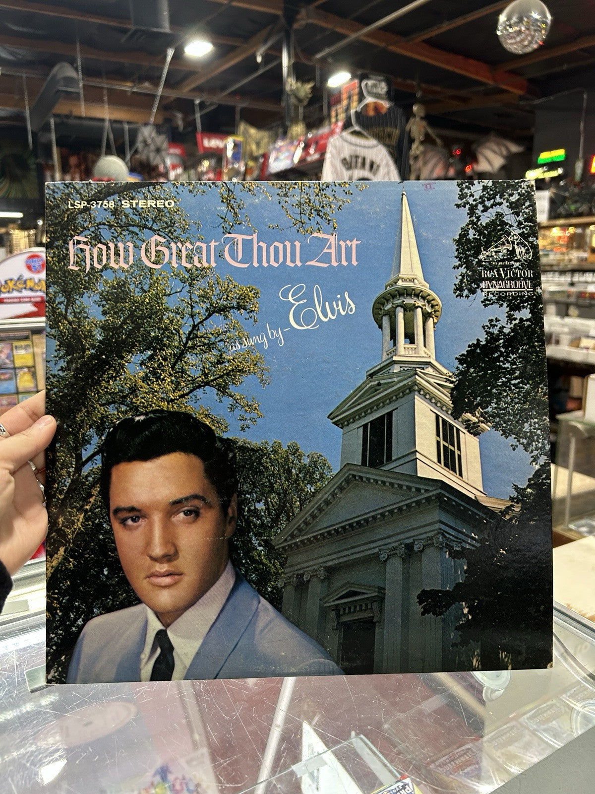 ELVIS PRESLEY LP LSP-3758 HOW GREAT THOU ART RARE FLAT LABEL MONO DYNAGROOVE