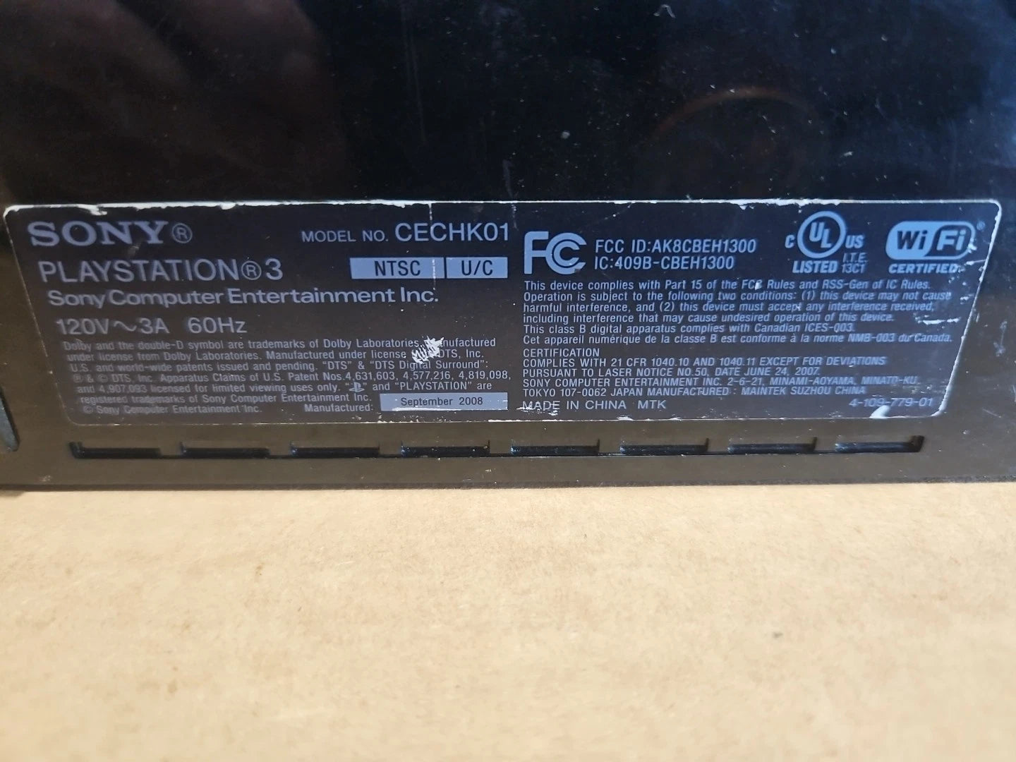 Sony Playstation 3 PS3 Console CECHK01 FOR PARTS OR REPAIR Untested