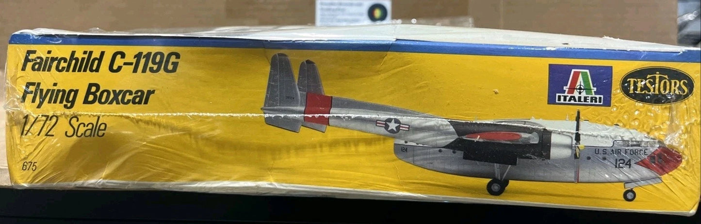 Mint in shrink Fairchild C-119G Flying Boxcar in 1/72 Scale-Testors Italeri 1986