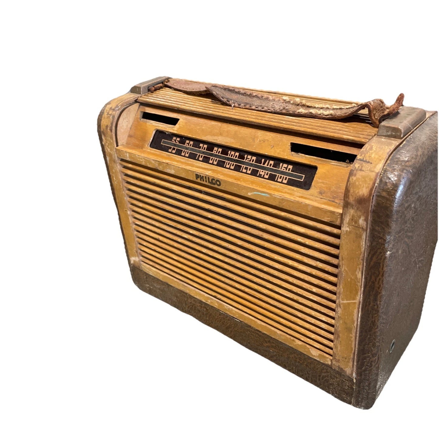 Vintage 1946 Philco Wooden Roll Top Portable Tube Radio 46-350 Untested As-is