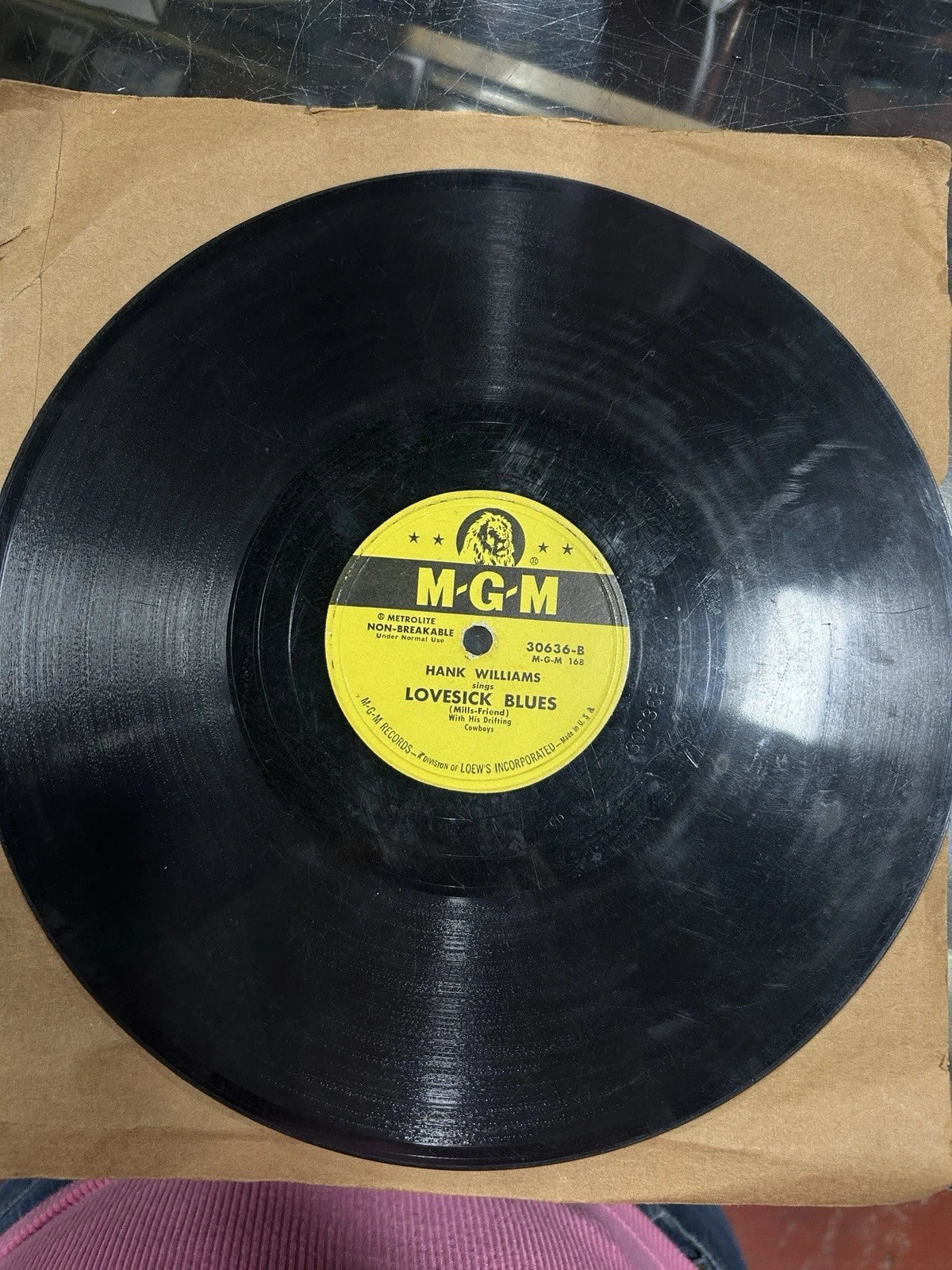 Hank Williams Moanin' The Blues / Lovesick Blues 78 rpm MGM 30636 (1952)