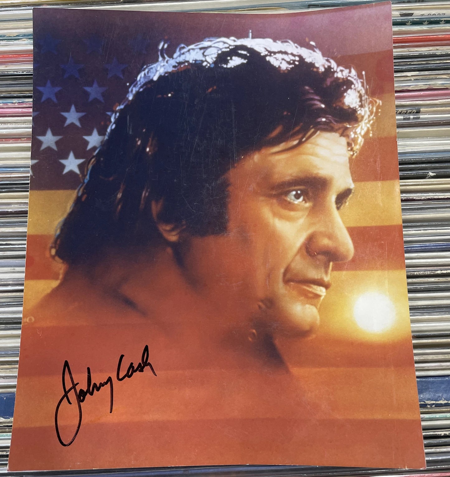 Johnny Cash Autographed Sunset Profile 8” x 10” Picture