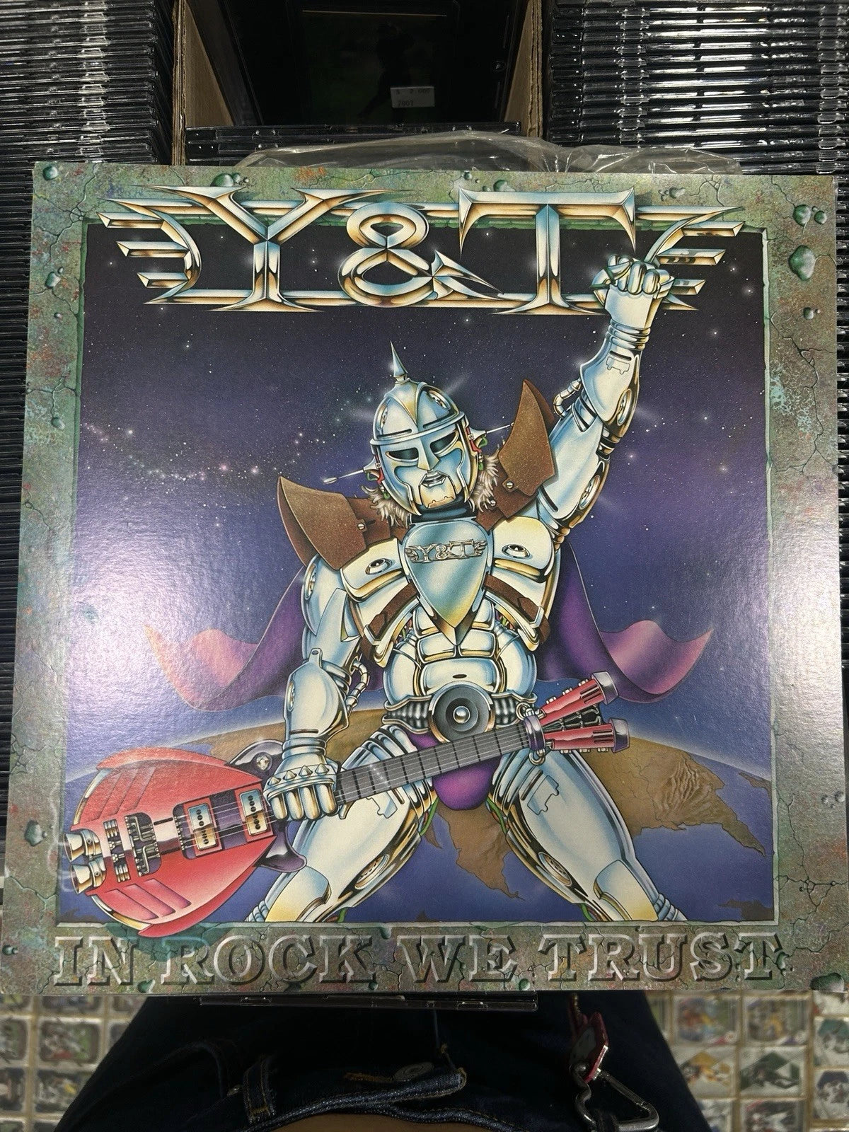 Y&T In Rock We Trust promo album flat cover 12x12 hair metal heavy cardboard