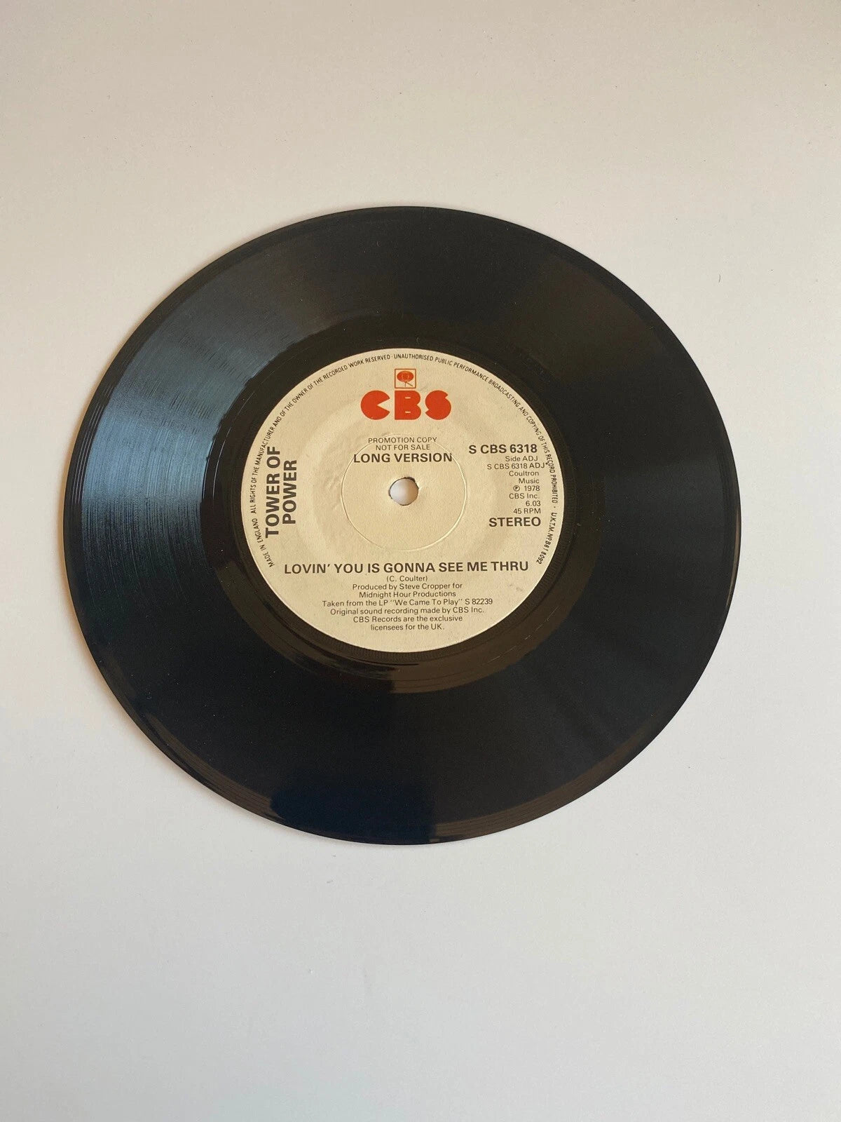 Tower Of Power Lovin' You Is Gonna See Me Thru UK 7" Single Demo PROMO 6318