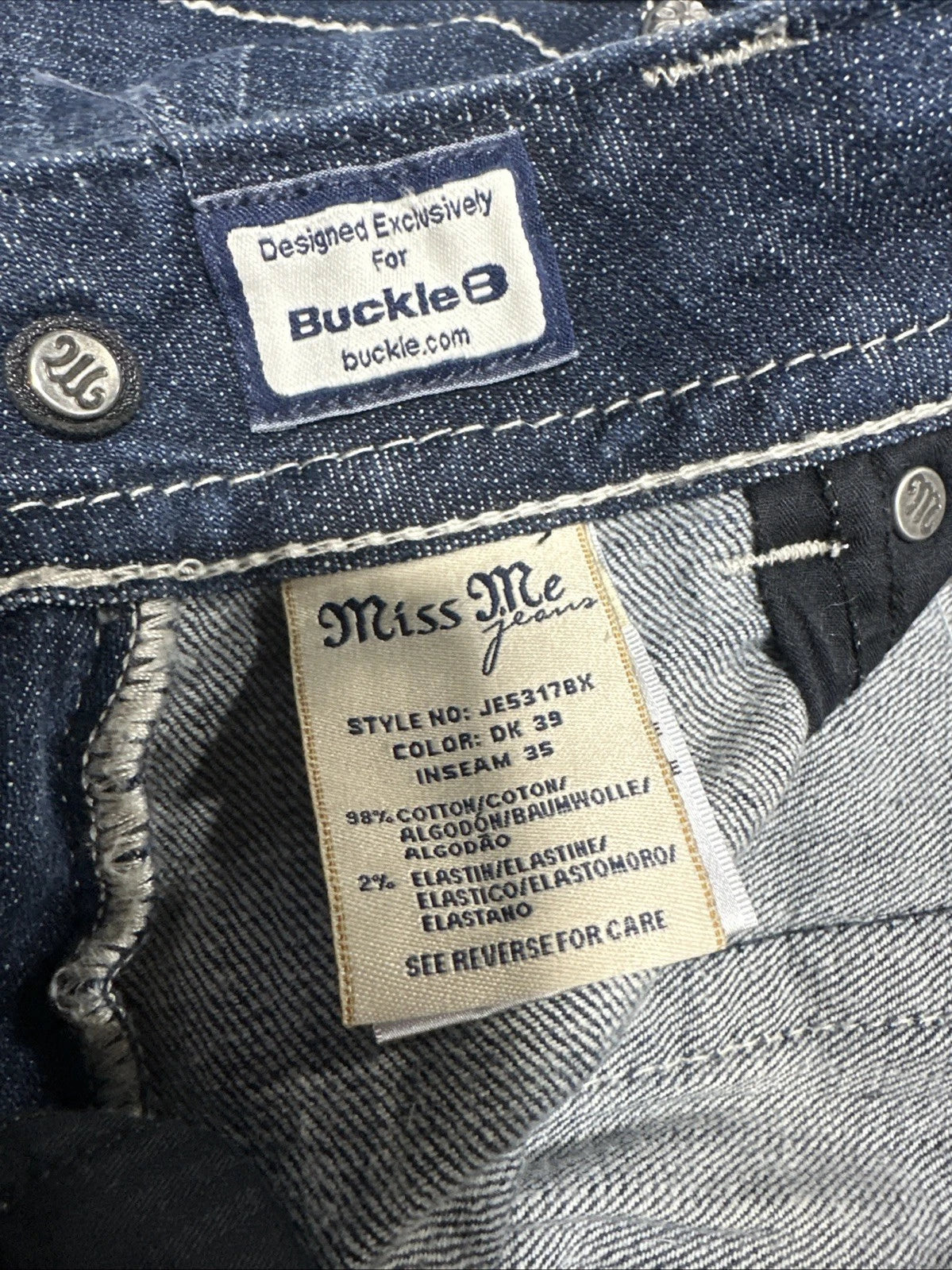 Miss Me Jeans, Signature Cuff, Jeana Women’s Size 31 Embellished Pockets.