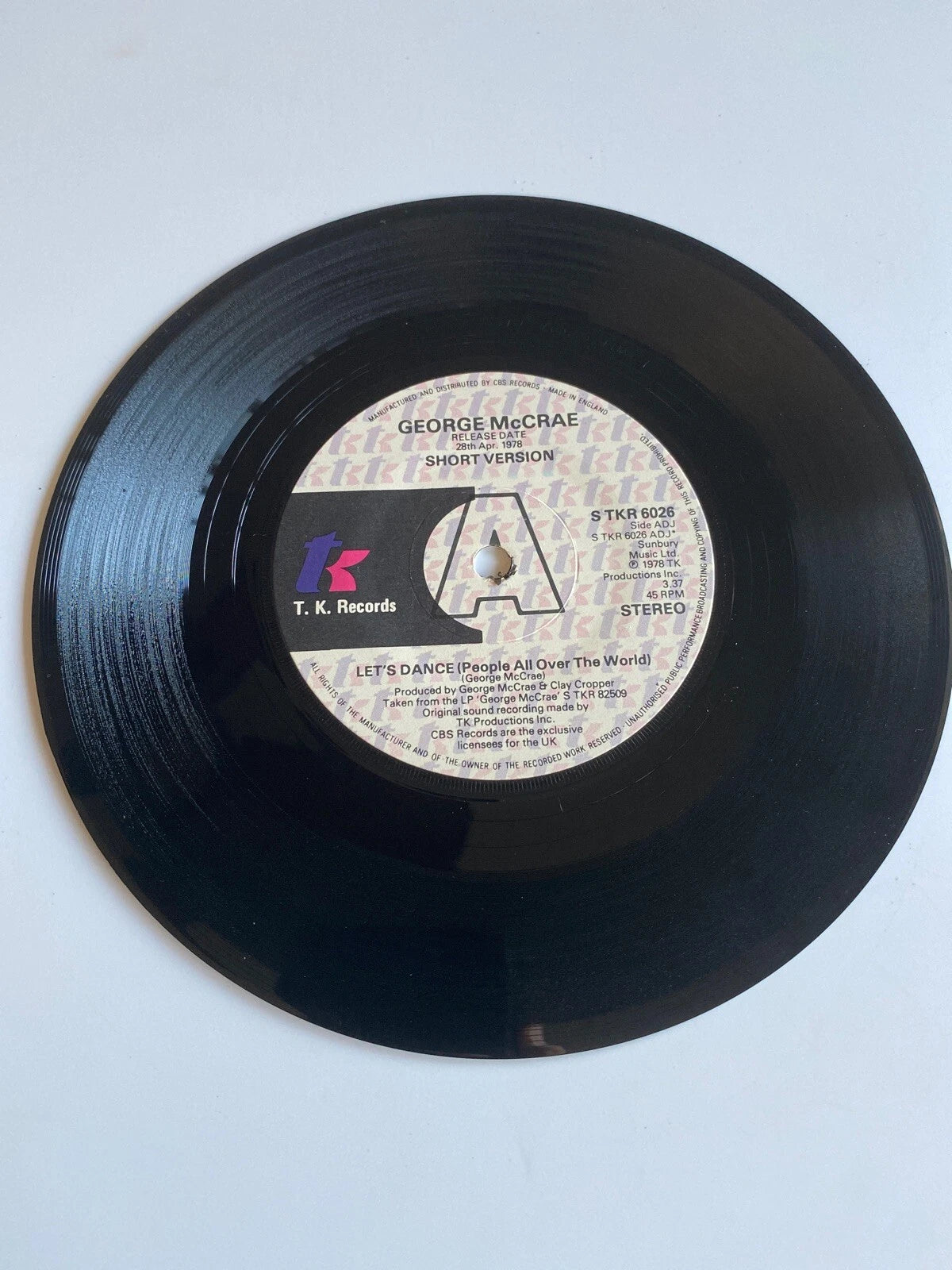GEORGE McCRAE~LET'S DANCE (PEOPLE ALL OVER THE WOLD)~1977 UK "PROMO" 7" SINGLE