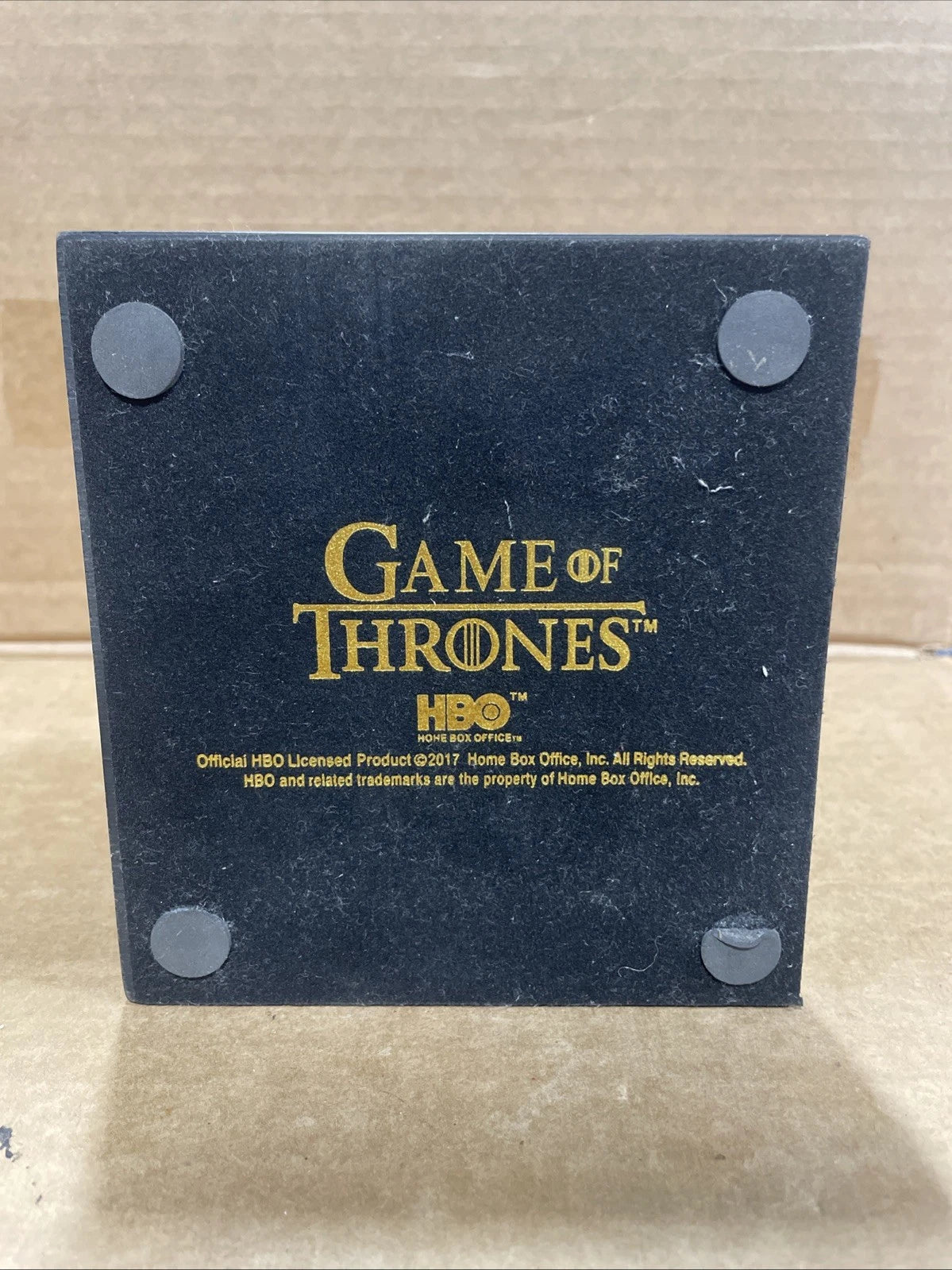 GAME OF THRONES THE IRON THRONE METAL SCULPTURE /WITH HOUSE SHIELDS WOOD BASE