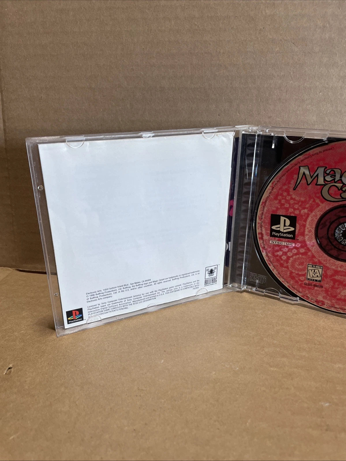 Magic Carpet Sony PlayStation 1 PS1 Black Label Complete With Manual CIB Tested