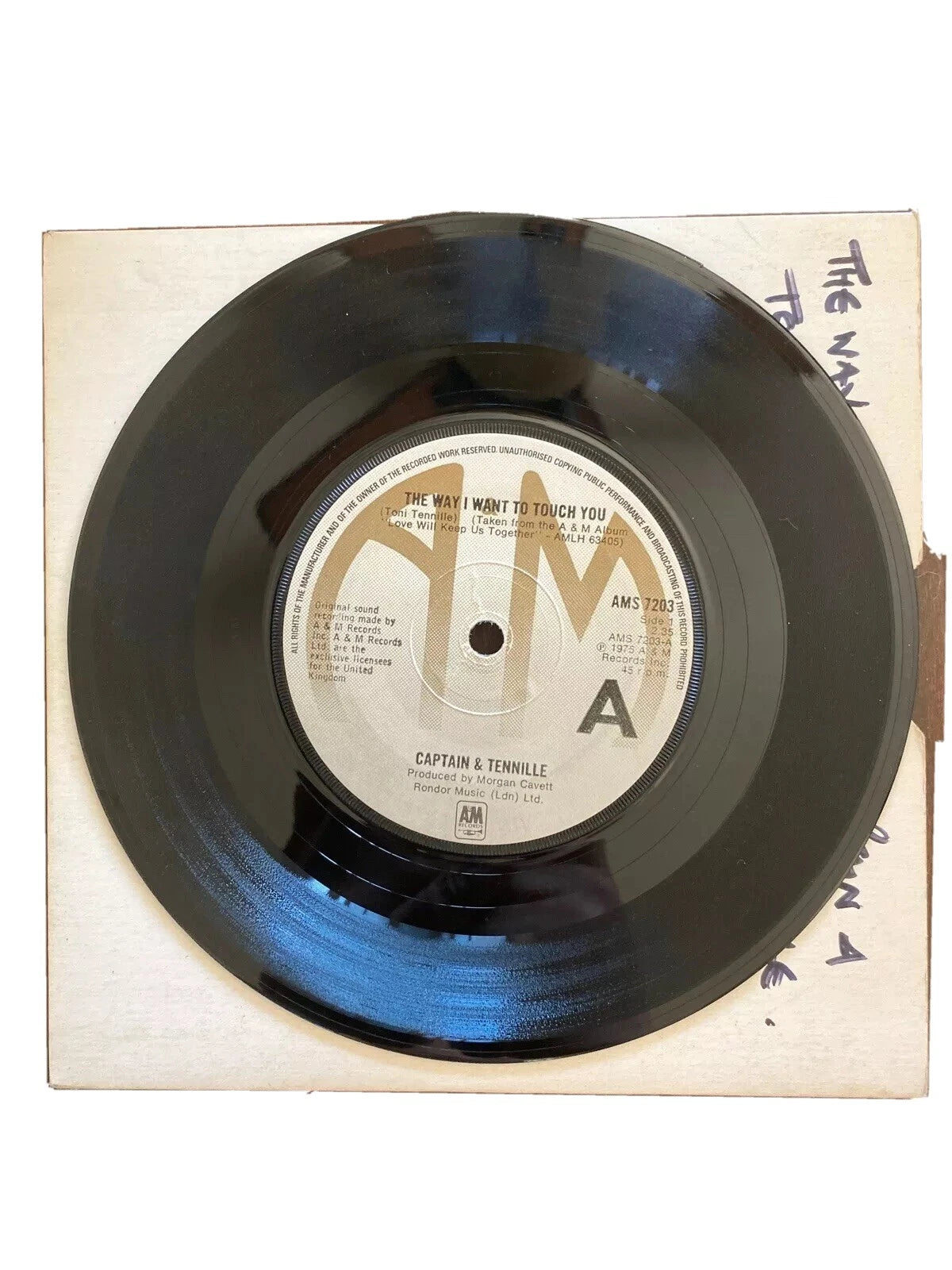 CAPTAIN AND TENNILLE The Way I Want To Touch You Vinyl 7 Inch A&M AMS 7203 1975
