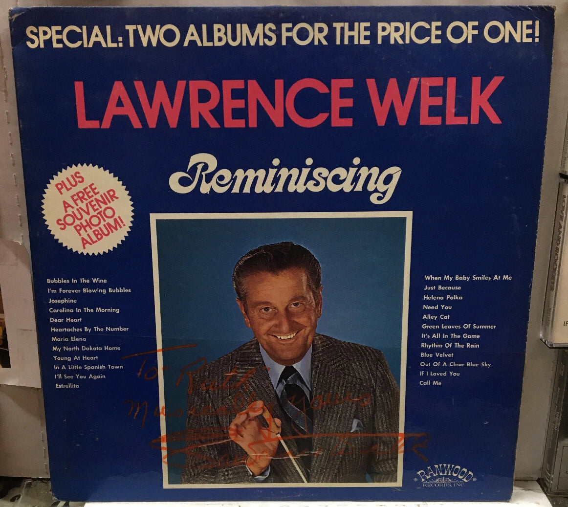 Lawrence Welk Reminiscing Autographed Record w/Insert R-5001