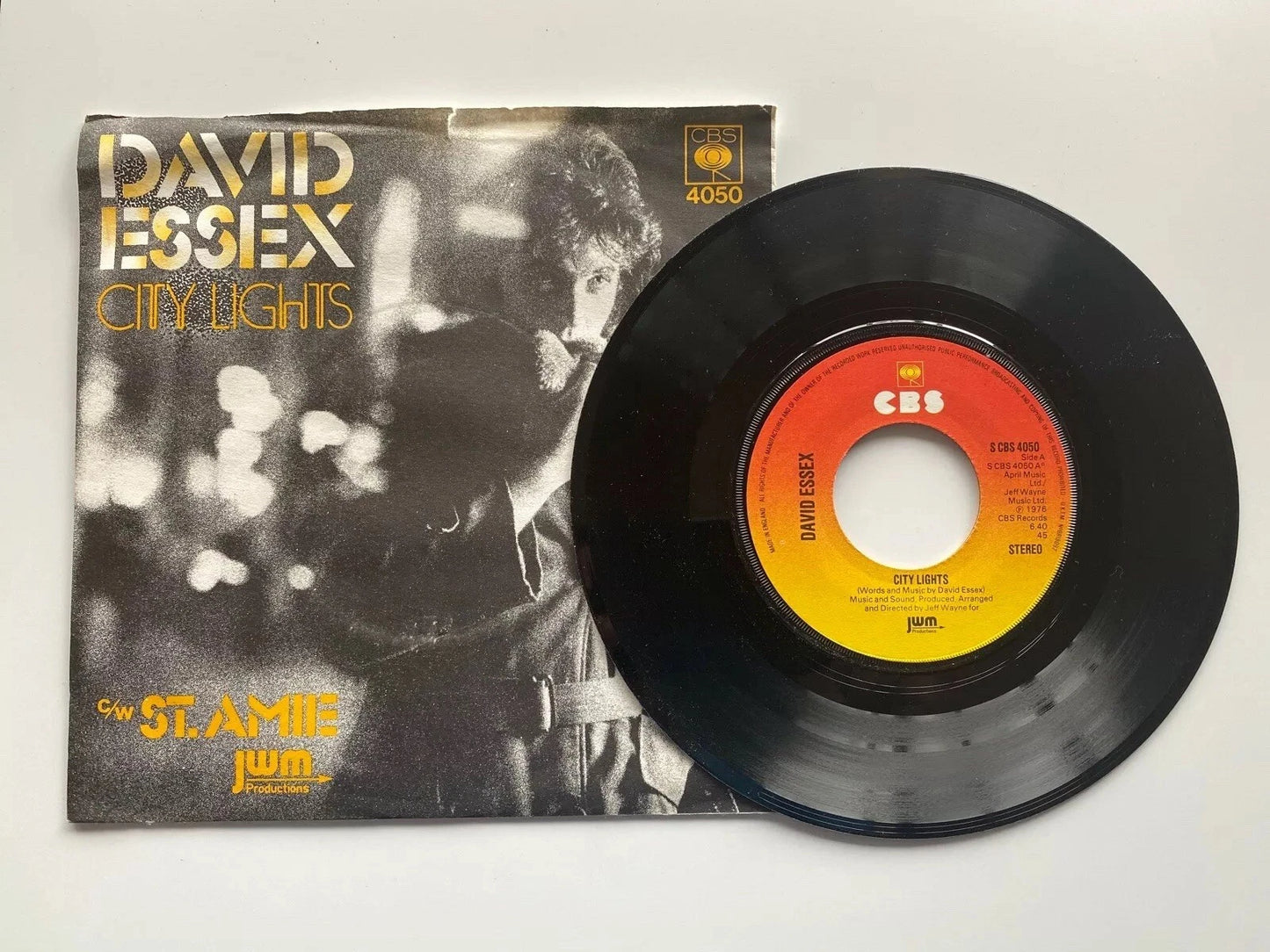 DAVID ESSEX City Lights 7" VINYL UK Cbs 1976 B/W St Amie (Scbs4050) Pic Sleeve