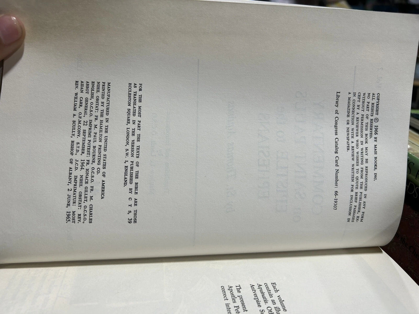 Saint Paul’s Epistle To The Ephesians By St. Thomas Aquinas HC 1966