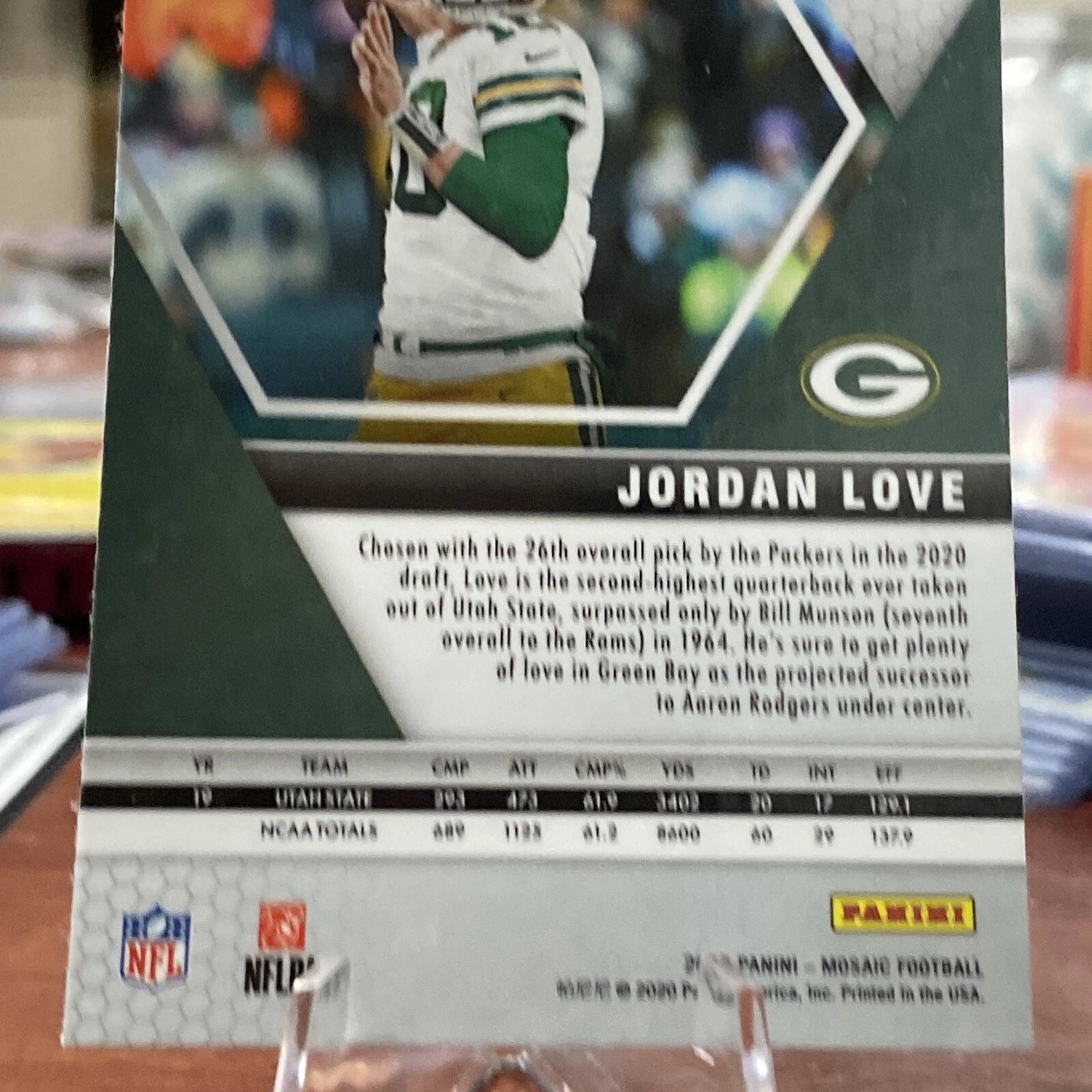 2020 Mosaic Jordan Love NFL Debut Rookie RC #264 Packers error cut Lions Bottom