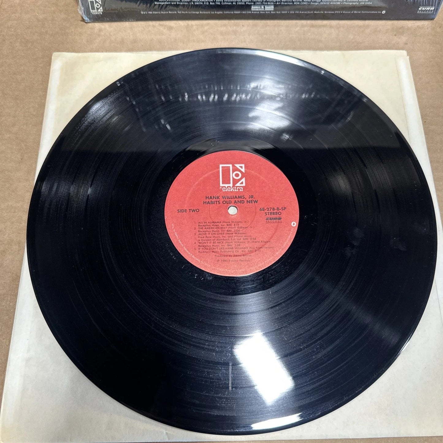 Hank Williams Jr. Habit Old And New Vinyl Record LP Eletra 6E-278 Curb Shrink