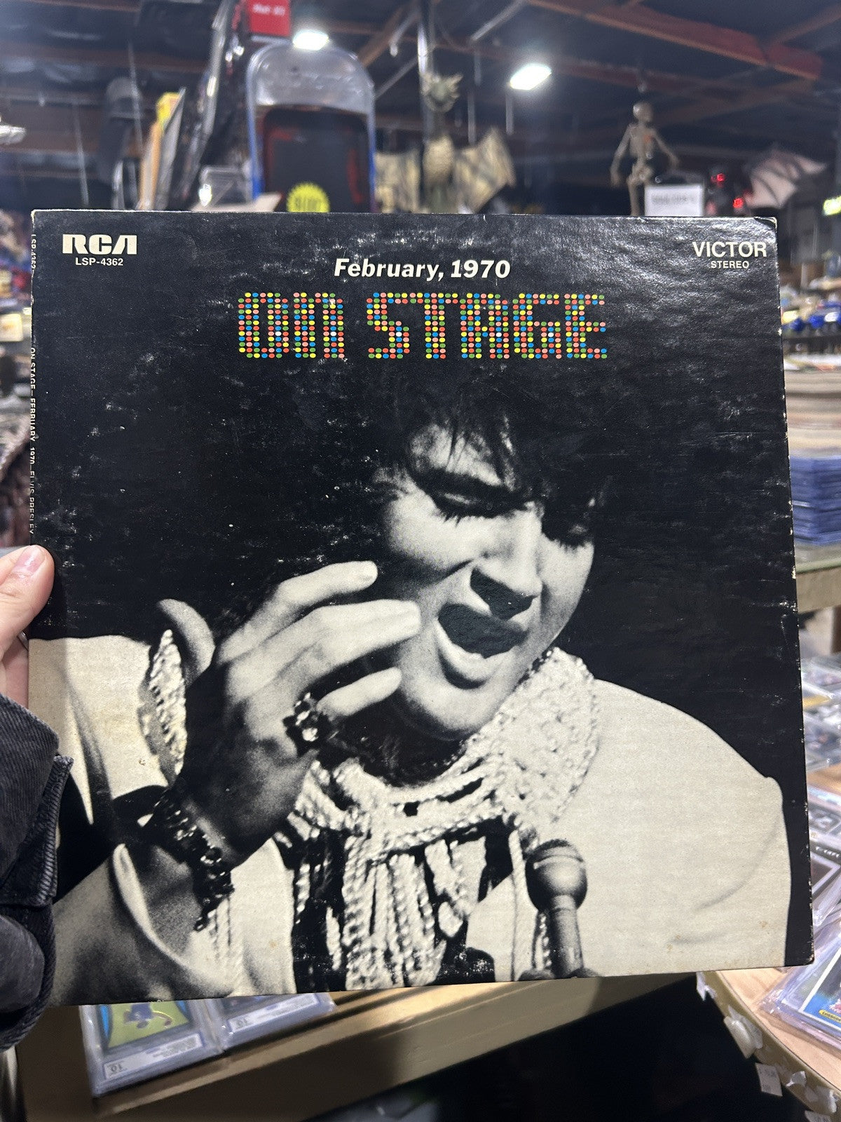 ELVIS PRESLEY LP LSP-4362 ON STAGE 1970 SHRINK RARE ORANGE LBL RIGID VINYL vg
