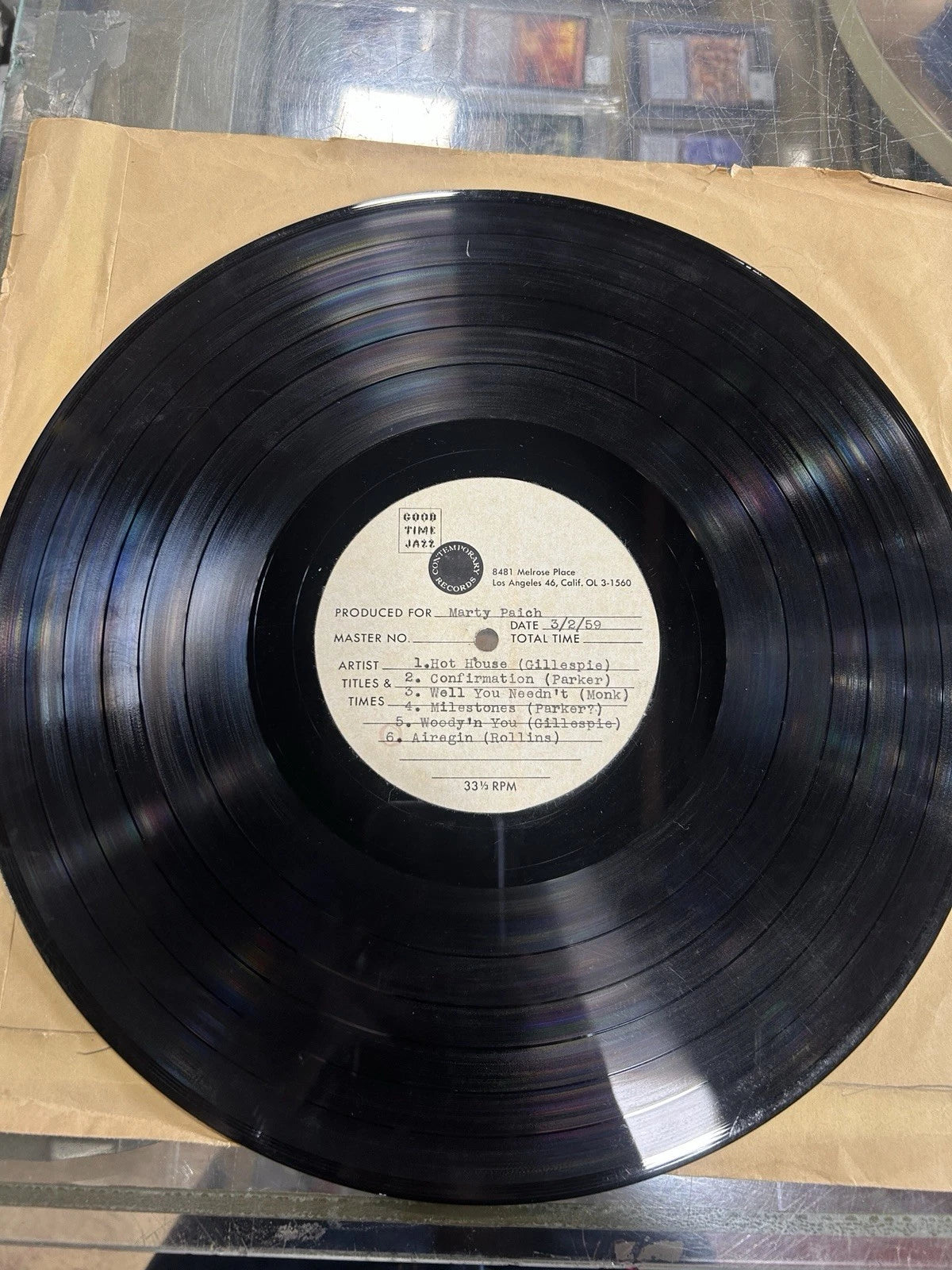 Marty Paich Acetate Test Pressing