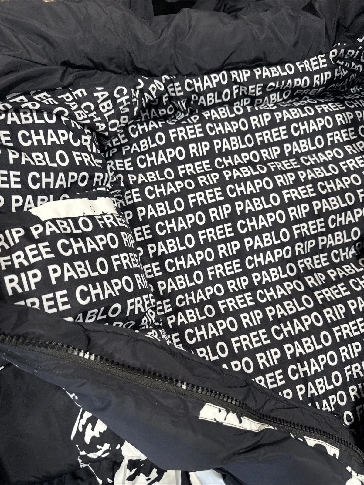 Asaali black oreo cartel el chapo all over print PUFFY hoodie XL