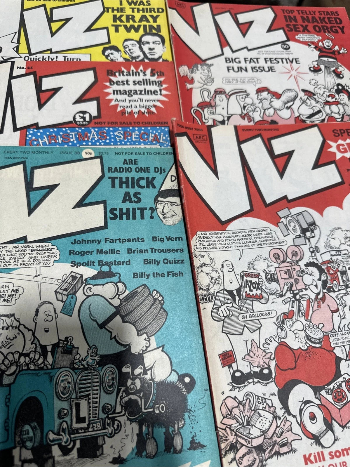 💥 Viz ( 1973 ) Lot of 15 British UK Tabloid Magazines Underground Comix 💥