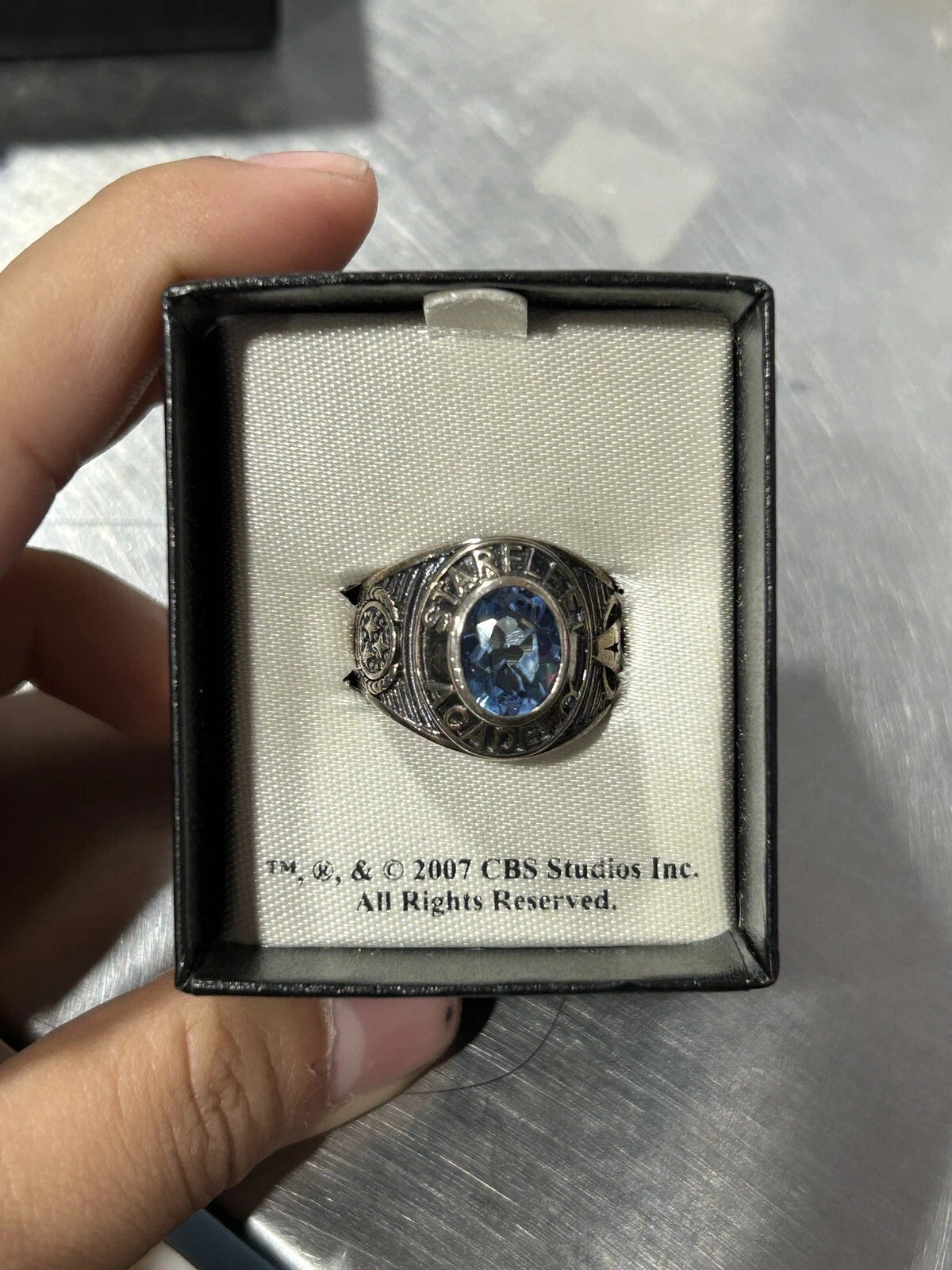 Star Trek Academy Ring (blue cubic zirconia) size 8