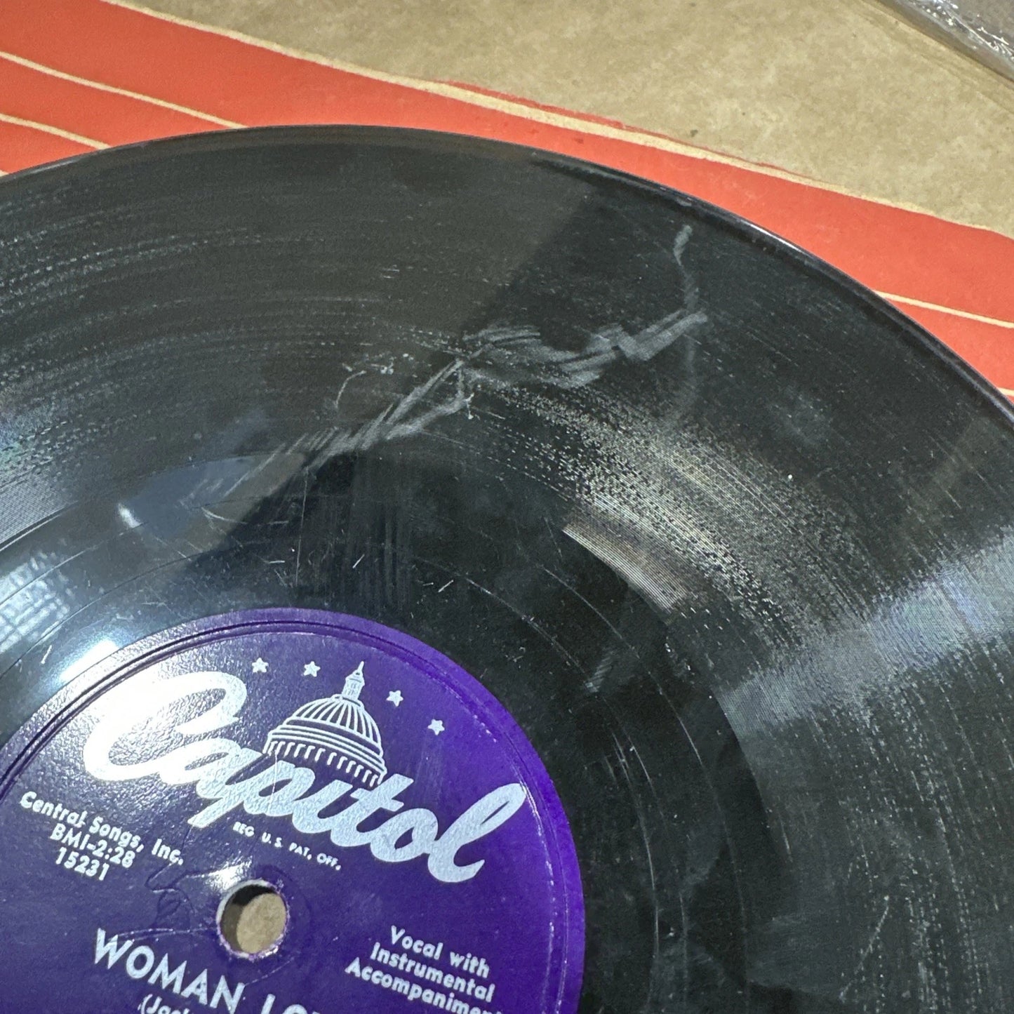 GENE VINCENT Vintage 78rpm "BE-BOP-A-LULA & WOMAN LOVE" on Capitol #3450 VG