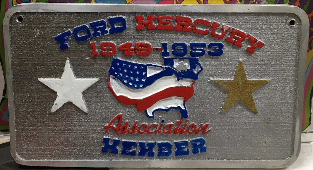 Vintage RARE Ford Mercury Association Member Car Club Plaque TEXAS