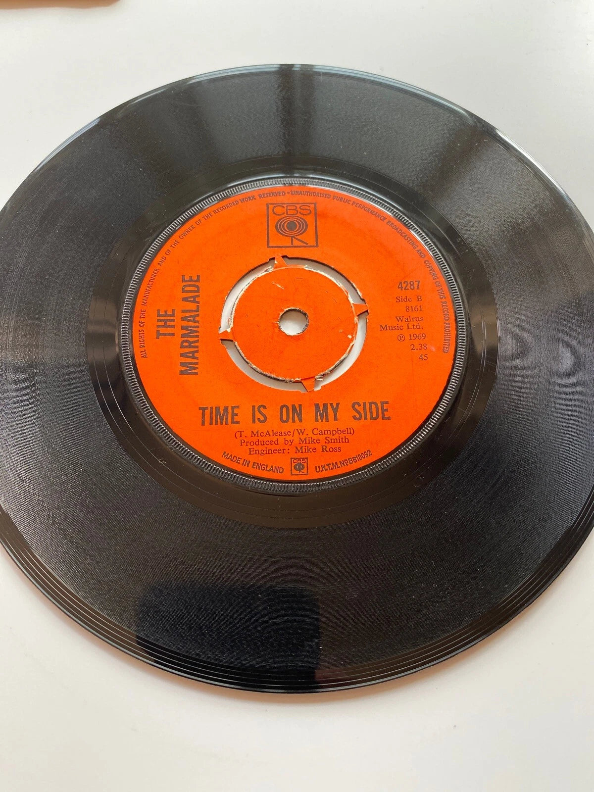 THE MARMALADE . BABY MAKE IT SOON / TIME IS ON MY SIDE. 1969 UK IMPORT 7” 4prong
