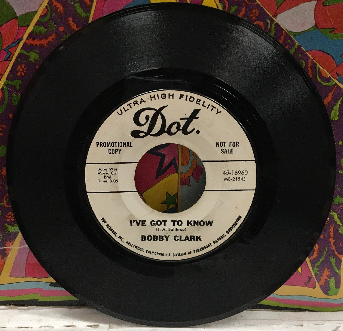 Bobby Clark I’ve Got To Know/You’re Slipping Away From Me Promo 7” Single