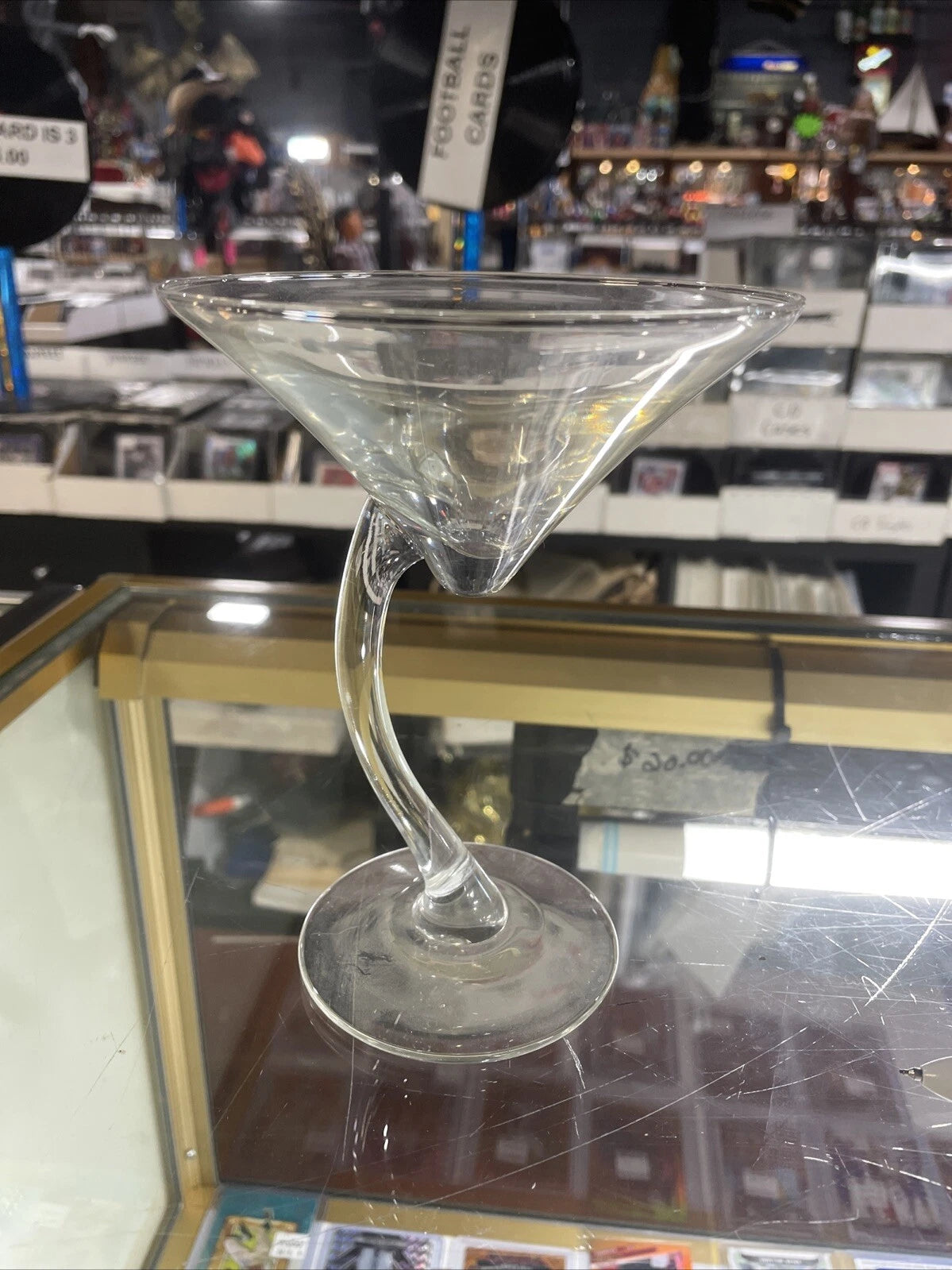 Libbey SWERVE Martini Cocktail Glasses Clear Curved Offset Stem Set Of 4