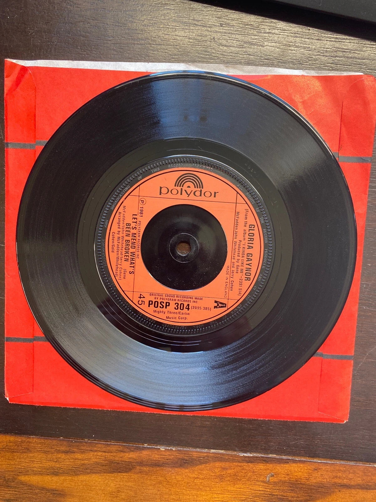 gloria gaynor — 7” uk posp 304 —I love you cause — vinyl U.K. PRESS - EX GRADE