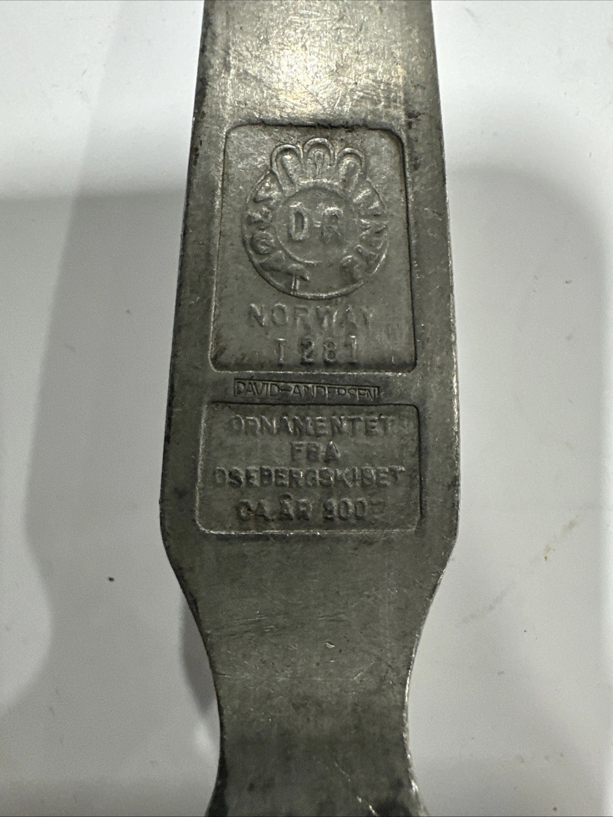 Vtg Stopt Tinn Norway Pewter Oseberg David Andersen Serving Spoons Viking Ship