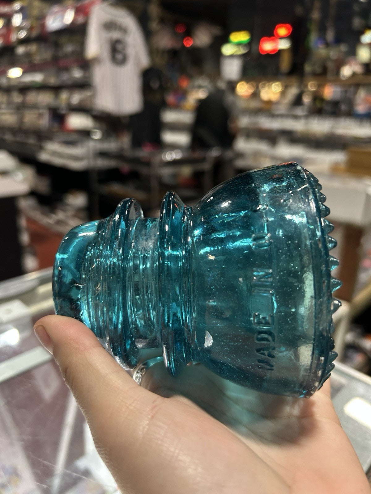 Vintage Hemingray Glass Insulator #42 Aqua Blue Made In U.S.A.