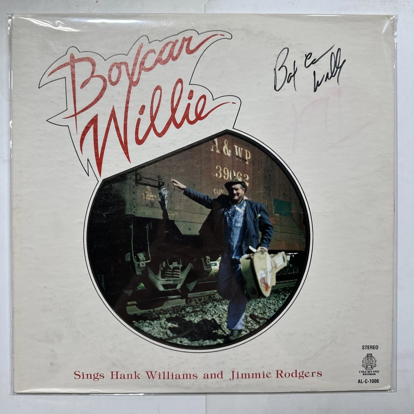 BOXCAR WILLIE - SIGNED Sings Hank Williams and Jimmie Rodgers VG VINYL LG