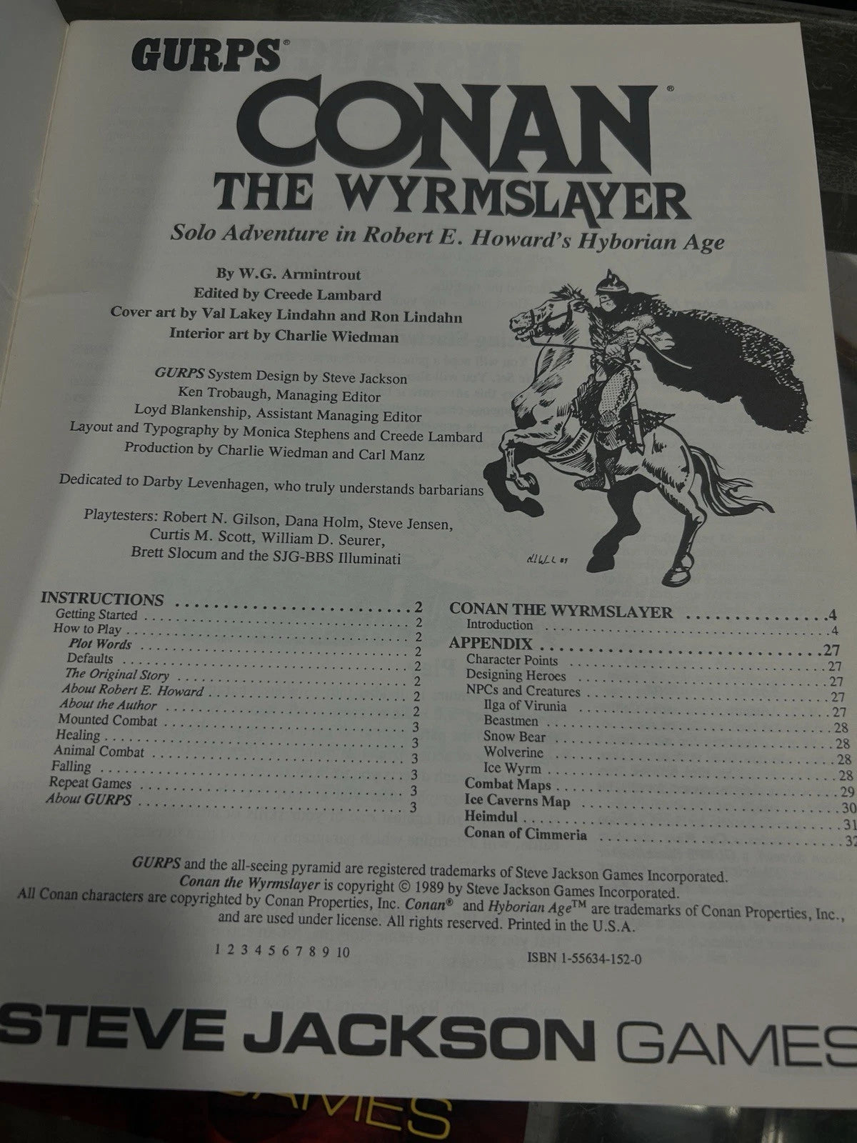 GURPS CONAN The Wyrmslayer SJG Steve Jackson Games 1989