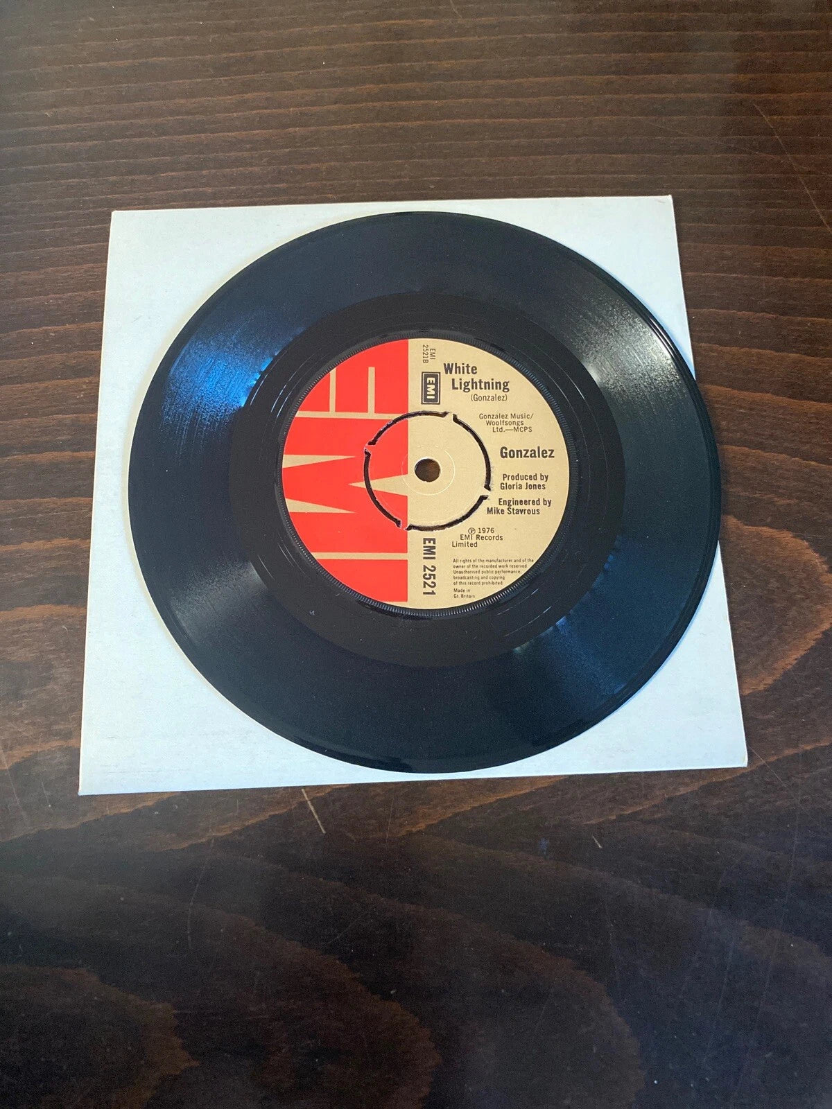 UK IMPORT DEMO PROMO version Gonzalez emi 2521 7” white lightning/ brandy 45