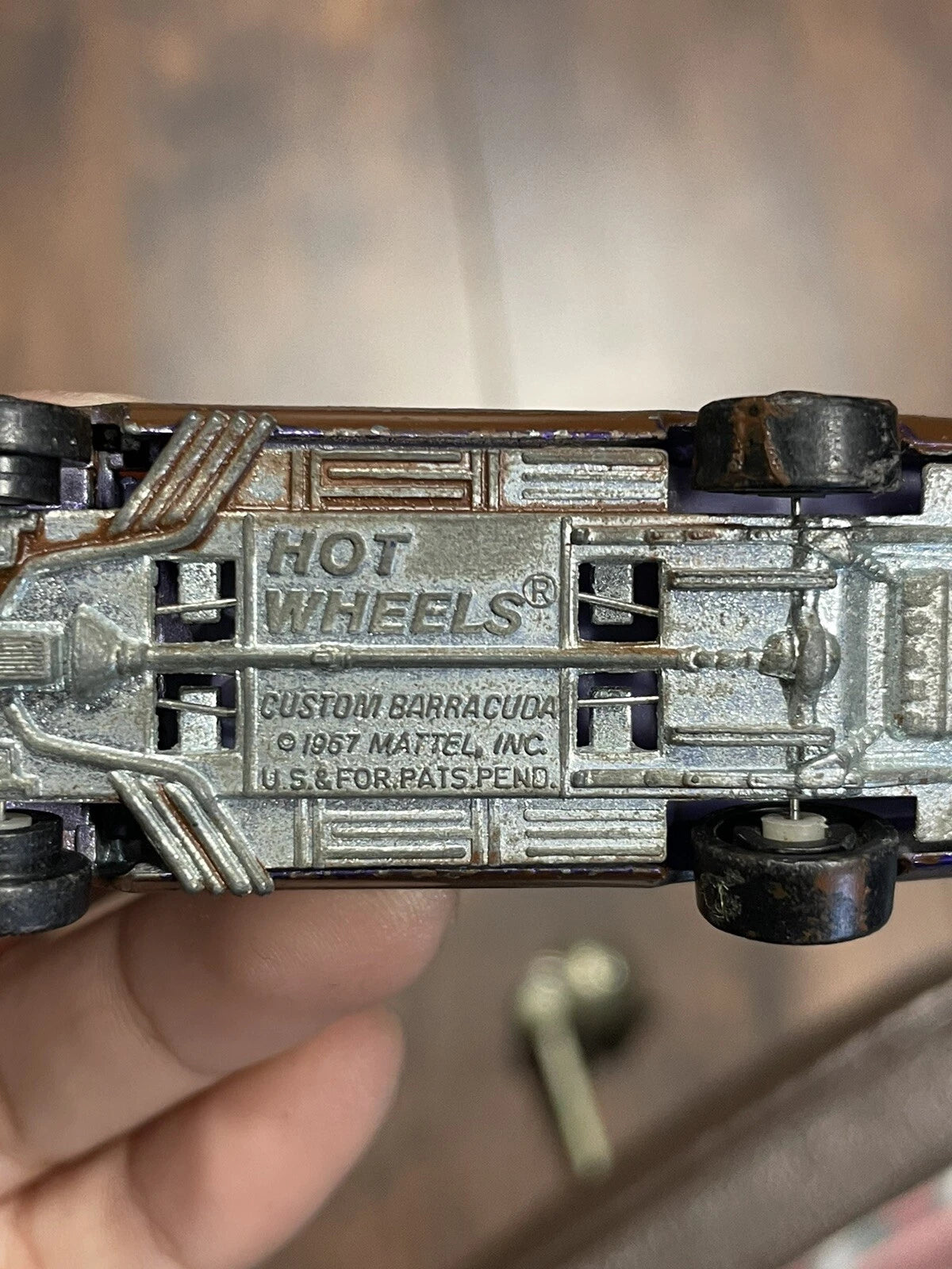 1967 REDLINE HOT WHEELS CUSTOM BARRACUDA COPPER WITH PURPLE INTERIOR