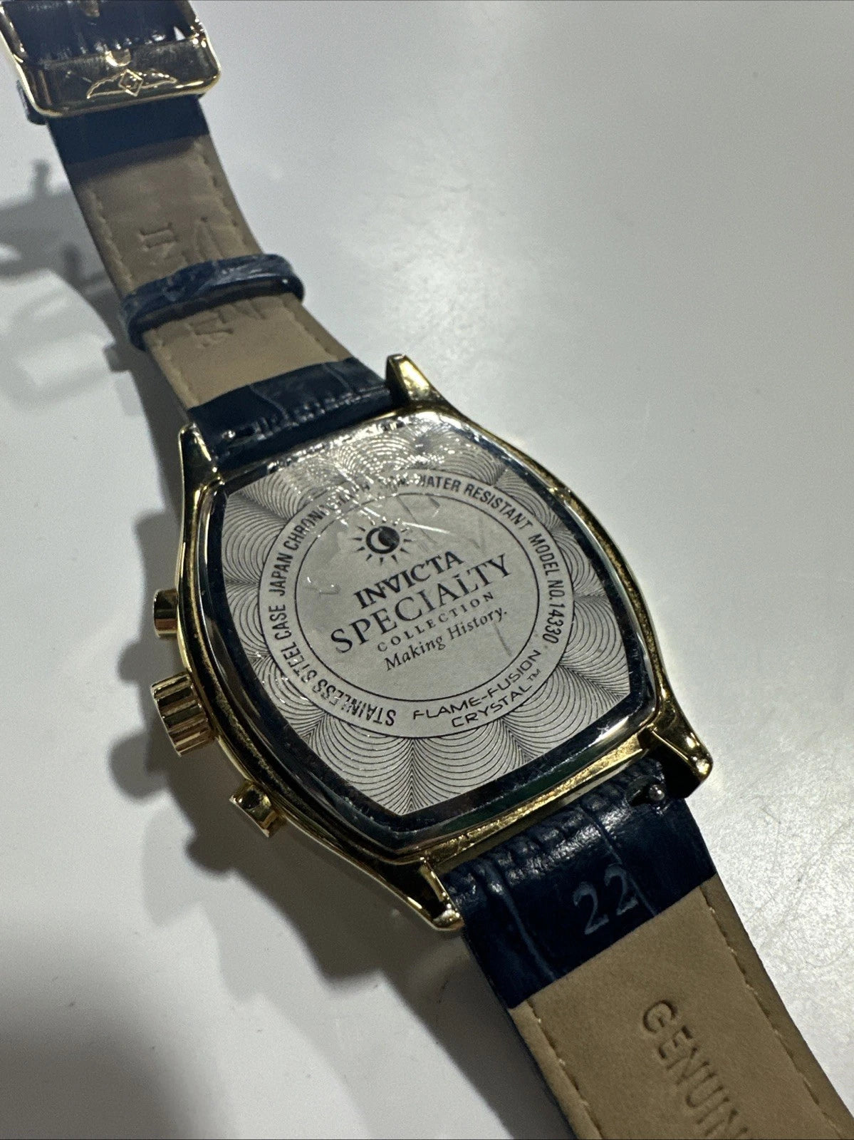 WORKING Invicta Specialty Chronograph Quartz Mens Watch Blue Leather Band