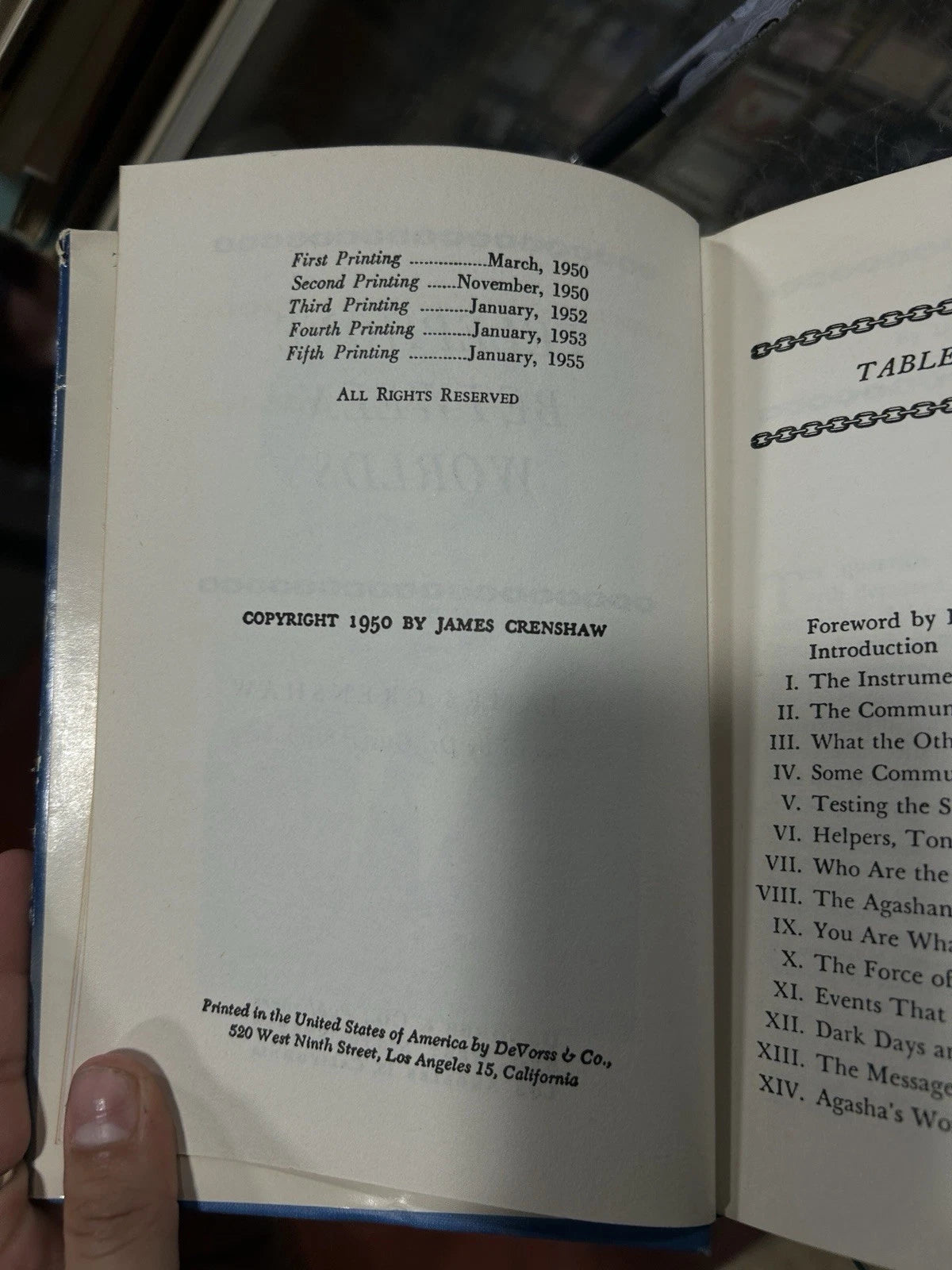 Telephone Between Worlds by James Crenshaw (Hardcover DJ) 1950 Spirits Occult